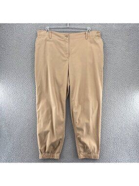 Talbots Pants Womens 18 Plus Brown Stretch Twill Cropped Jogger Chino Pockets